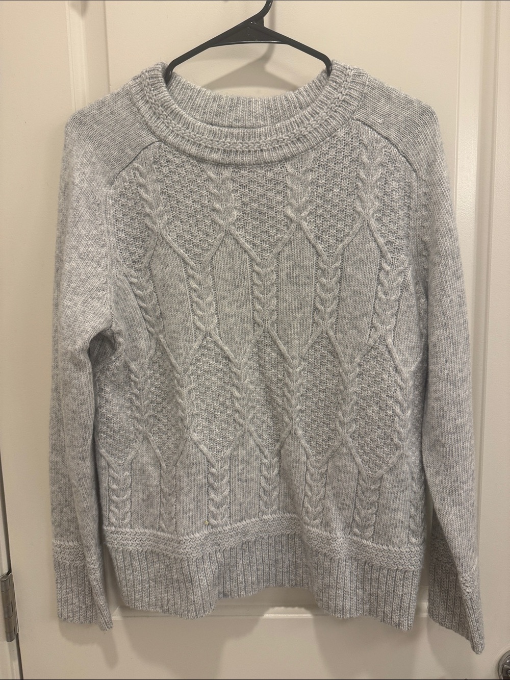 croft & barrow Light Gray Cable Knit Crewneck Sweater